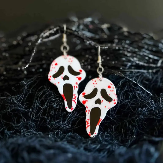 Ghost-faced BLood Splattered Earrings